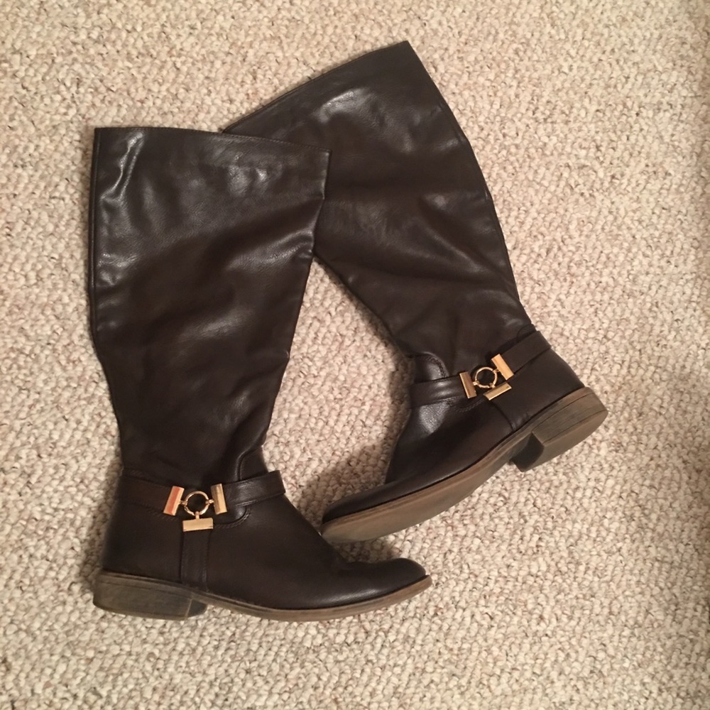 Brown Riding Boots | Faux Leather | Size 10